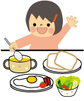 食事をしている女の子のイラスト