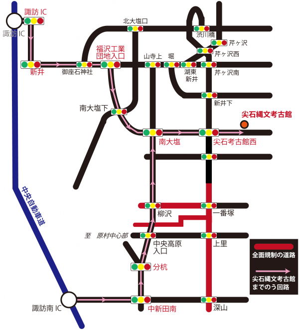 諏訪湖八ヶ岳トライアスロン迂回路図