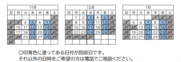 回収日カレンダーの図