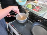 寒天のわらび餅風　作成の様子