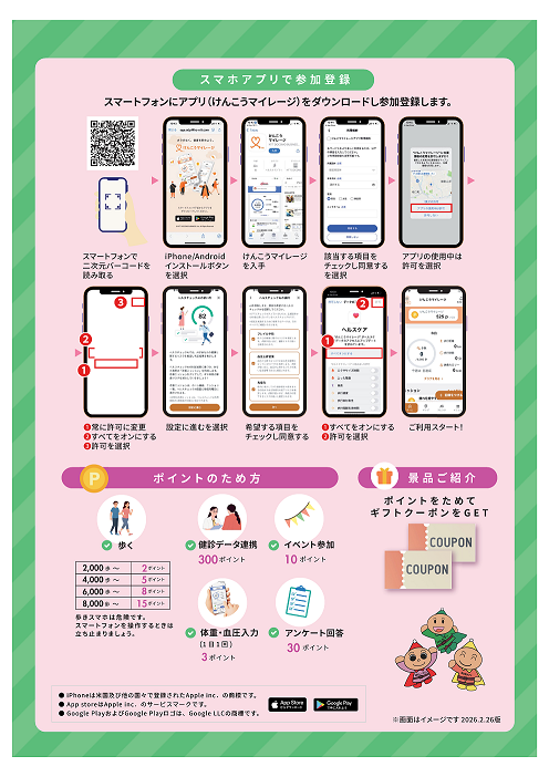 健康づくりポイントチラシ裏