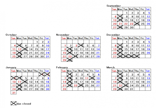 open days calender