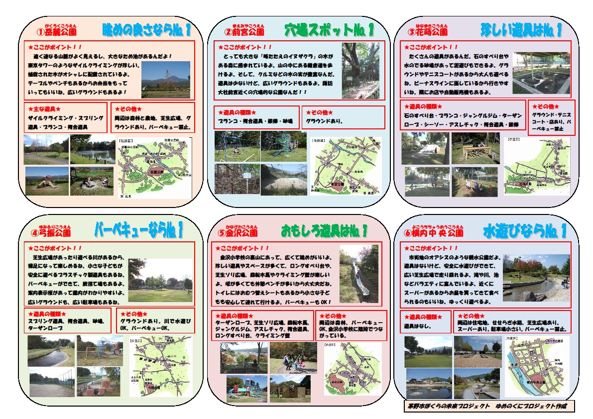 中高生が紹介する茅野市内の公園マップ2