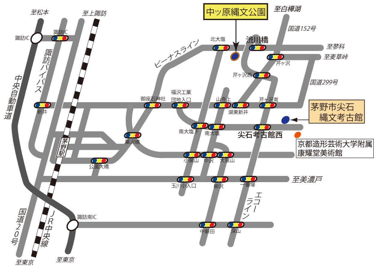 考古館から中ッ原縄文公園への道路地図画像