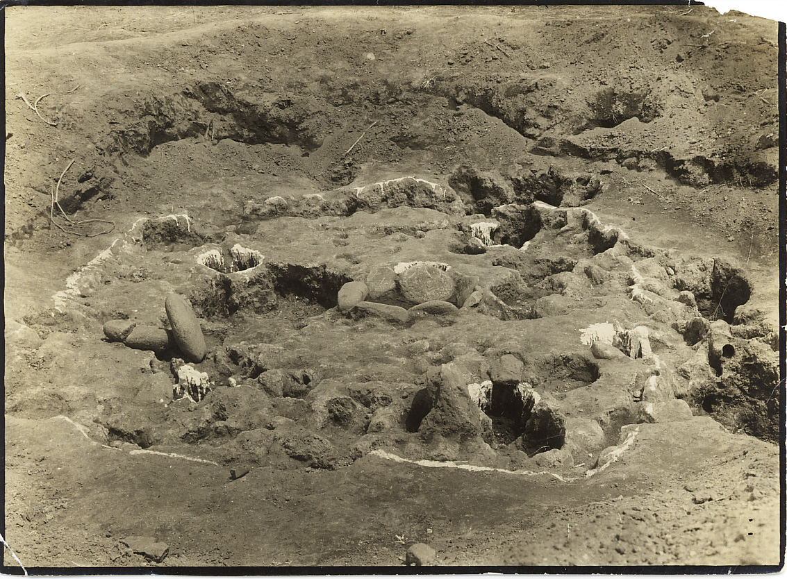 日向上遺跡の竪穴住居の写真