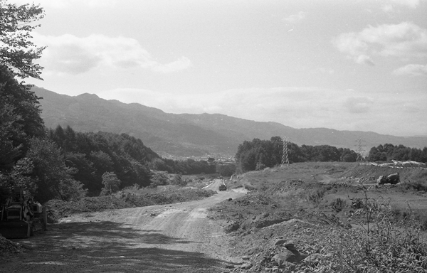 運動公園前の道路のようす写真