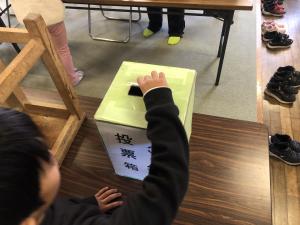 投票箱に入れる様子